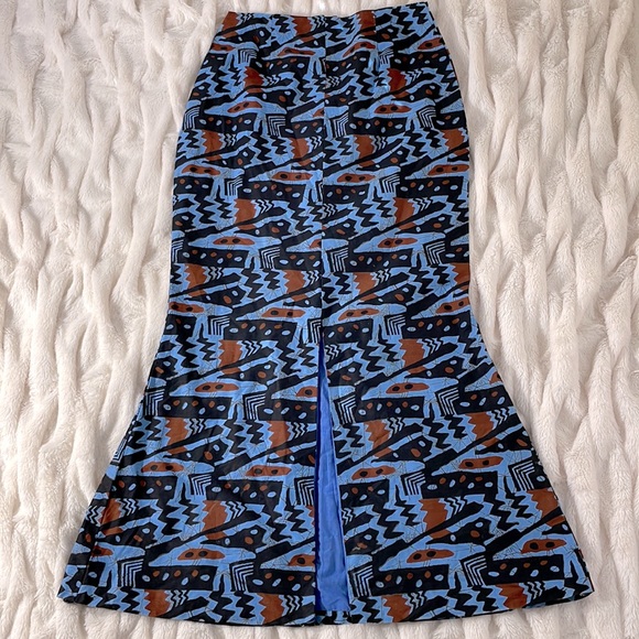 Hand crafted Handmade Jean Dubuffet Inspired Vintage Mermaid Midi Skirt - Picture 1 of 9